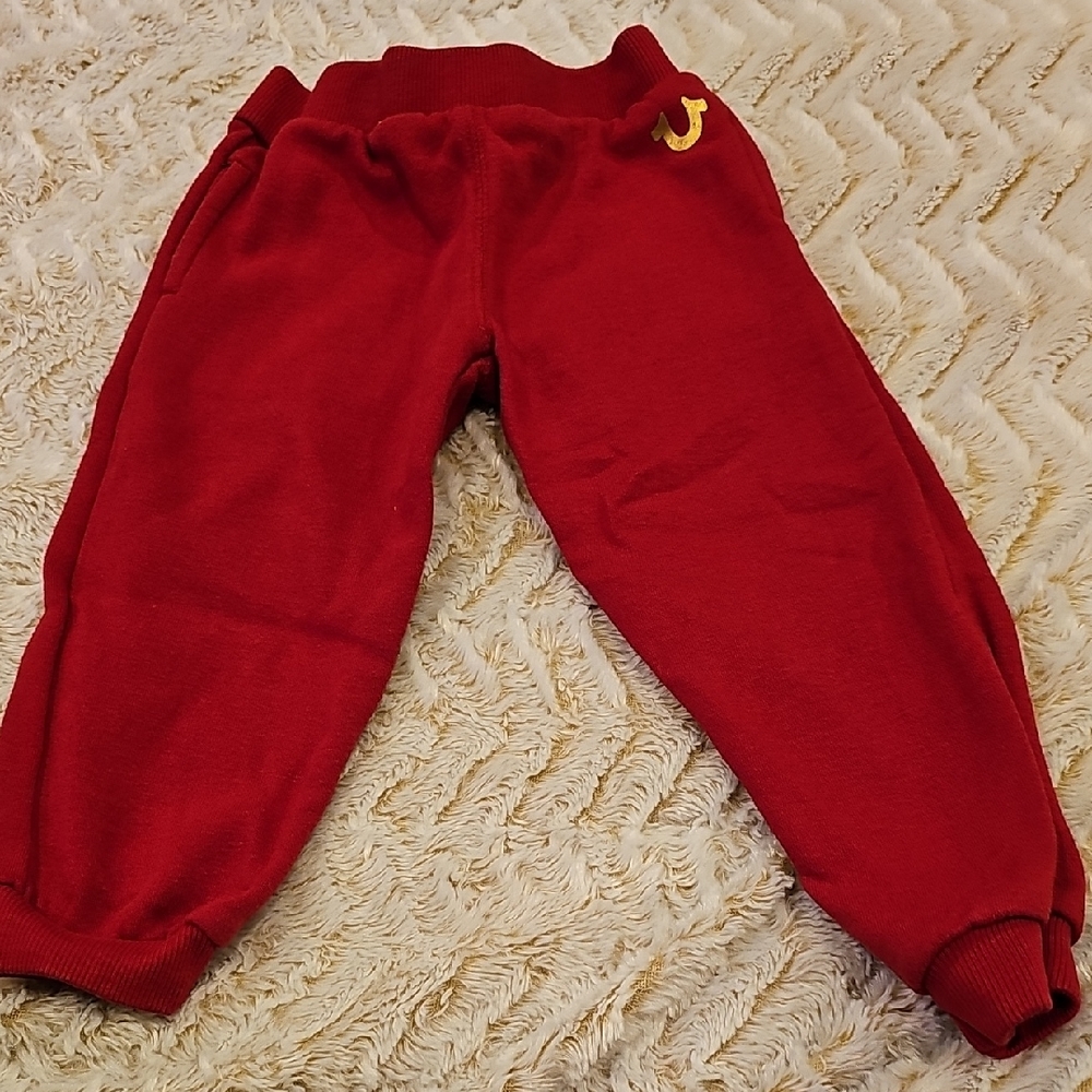True Religion Kids Red Joggers with Gold Logo - Picture 1 of 5